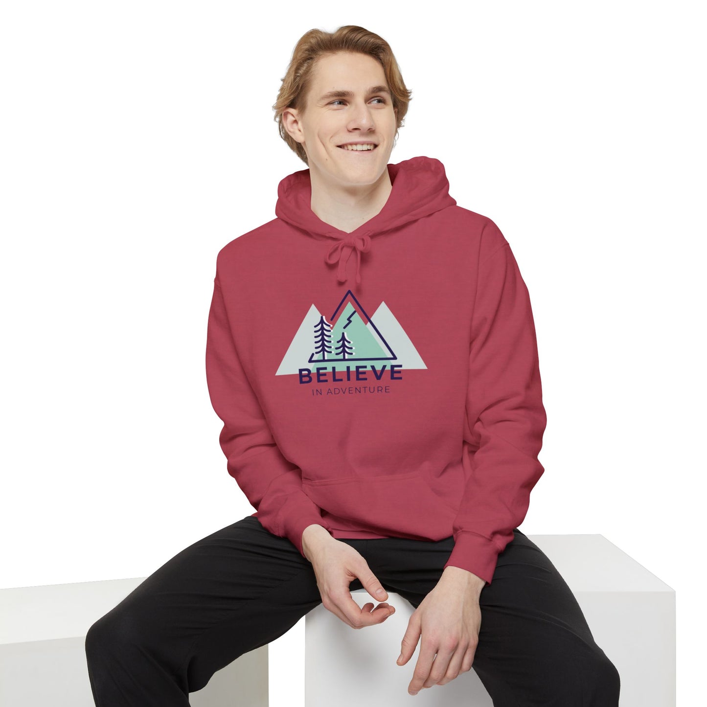"Believe in Adventure" Unisex Garment-Dyed Adventure Hoodie