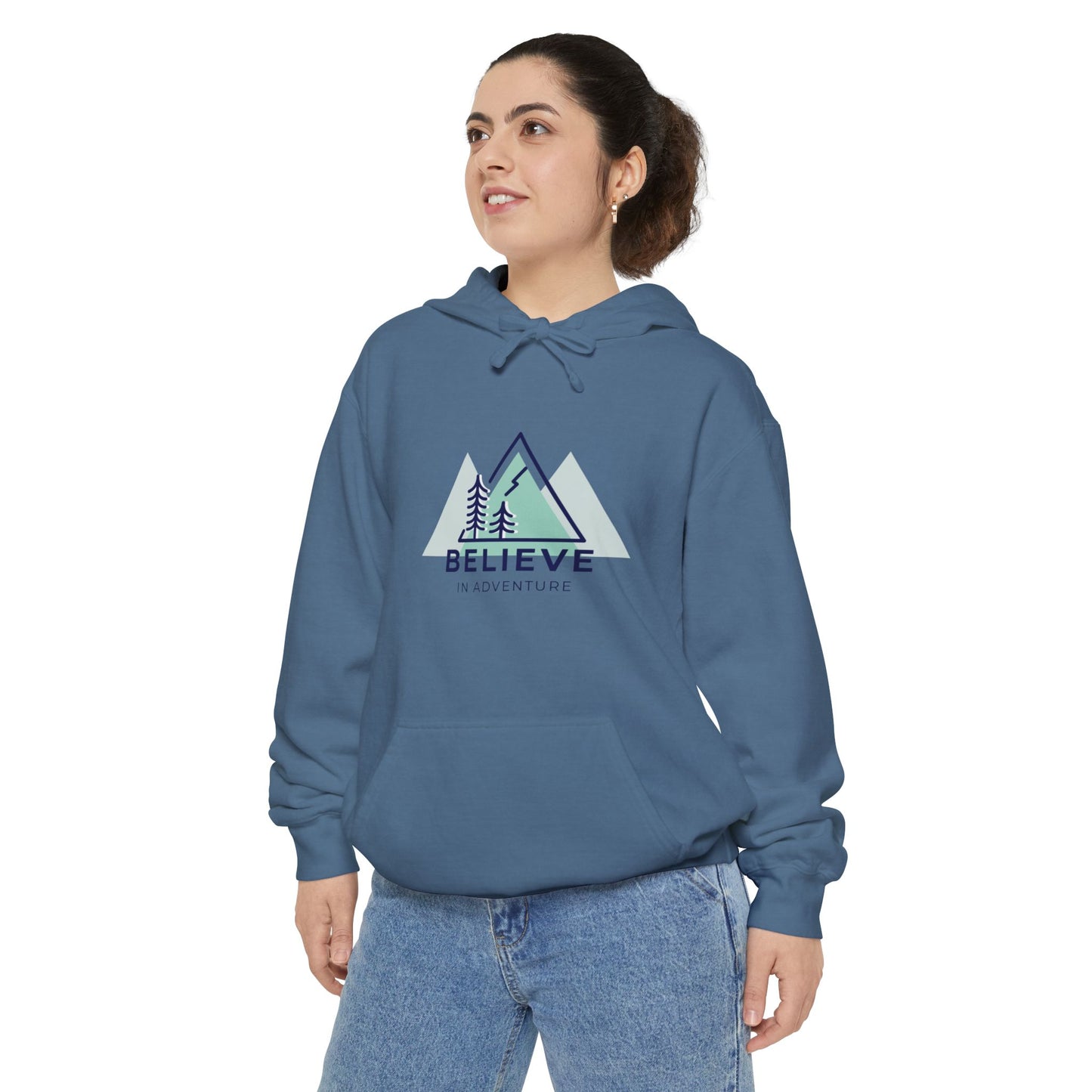 "Believe in Adventure" Unisex Garment-Dyed Adventure Hoodie