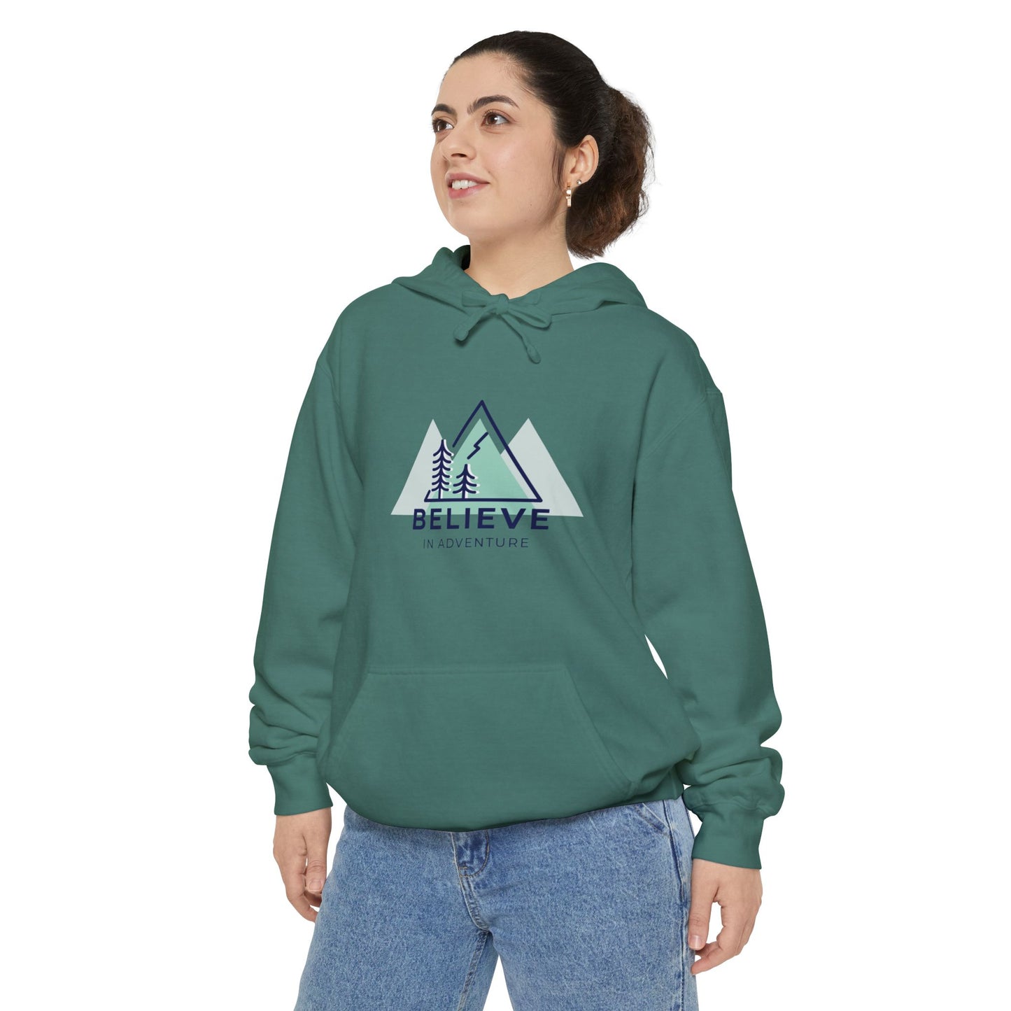 "Believe in Adventure" Unisex Garment-Dyed Adventure Hoodie