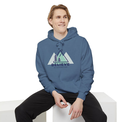 "Believe in Adventure" Unisex Garment-Dyed Adventure Hoodie