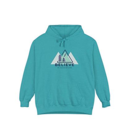 "Believe in Adventure" Unisex Garment-Dyed Adventure Hoodie