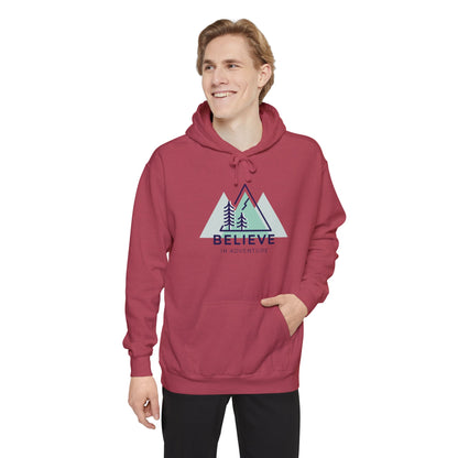"Believe in Adventure" Unisex Garment-Dyed Adventure Hoodie