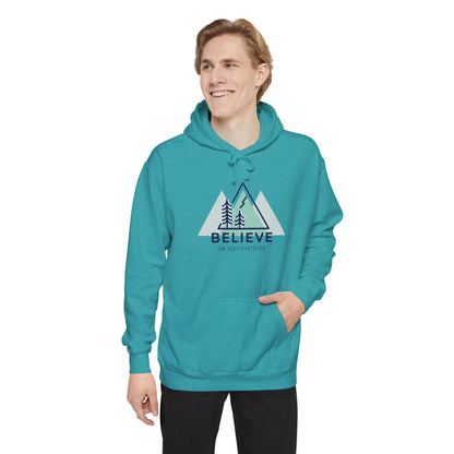 "Believe in Adventure" Unisex Garment-Dyed Adventure Hoodie