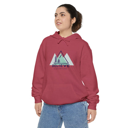 "Believe in Adventure" Unisex Garment-Dyed Adventure Hoodie