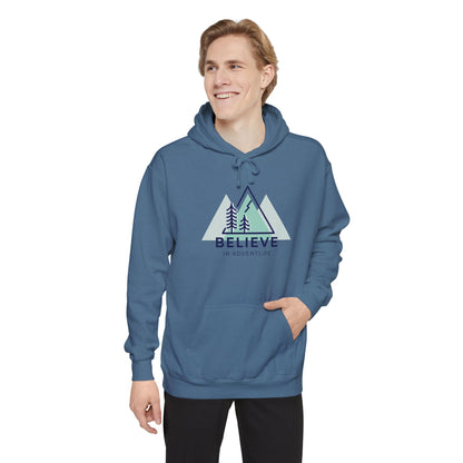 "Believe in Adventure" Unisex Garment-Dyed Adventure Hoodie