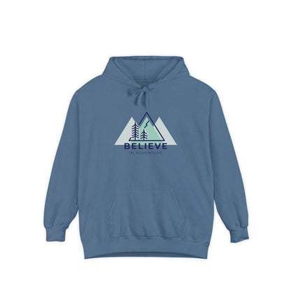 "Believe in Adventure" Unisex Garment-Dyed Adventure Hoodie