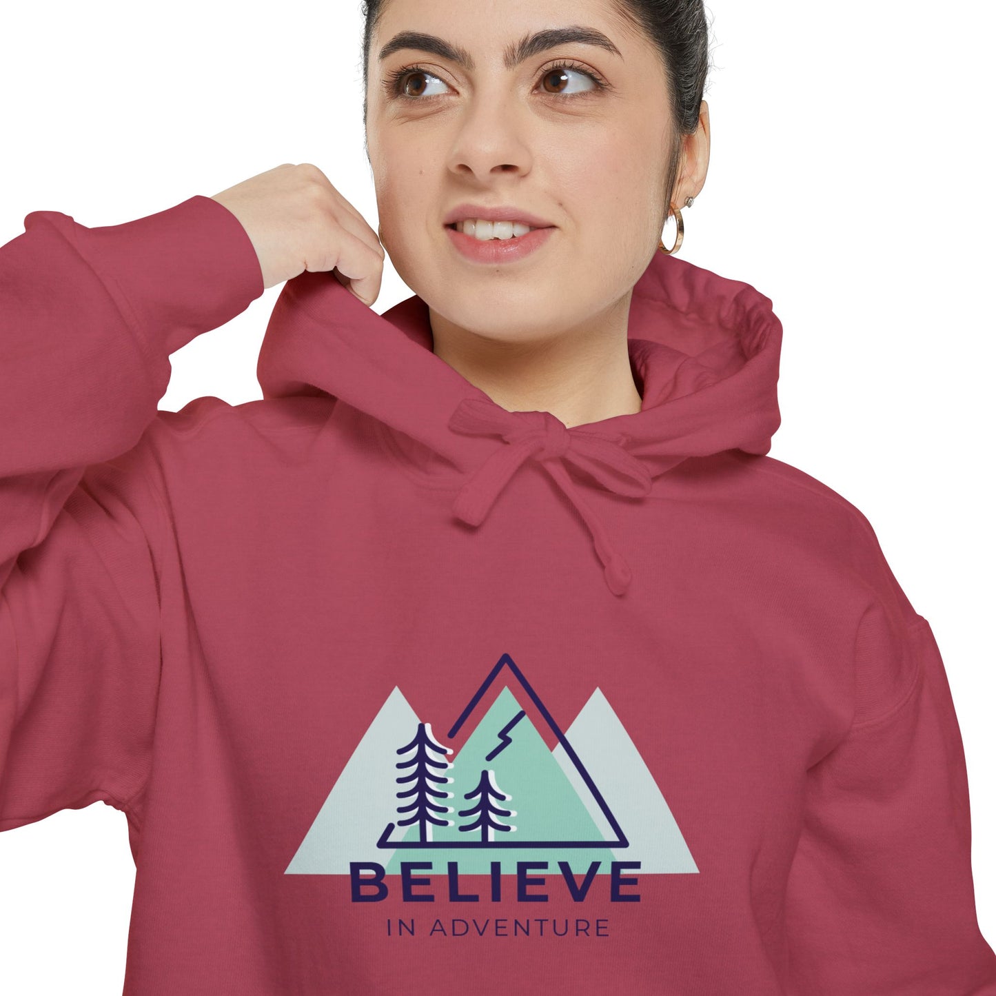 "Believe in Adventure" Unisex Garment-Dyed Adventure Hoodie