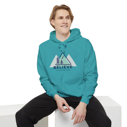 "Believe in Adventure" Unisex Garment-Dyed Adventure Hoodie